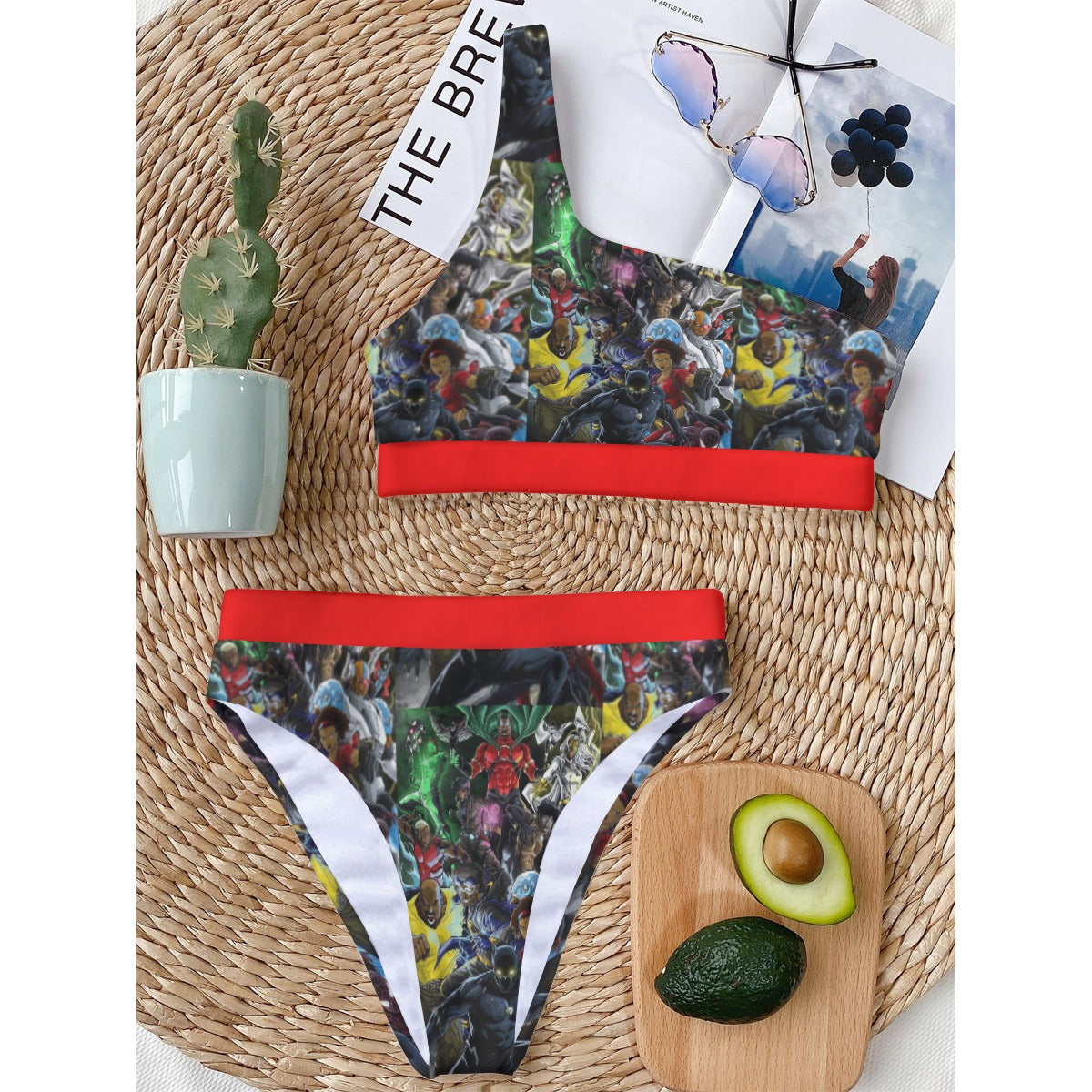 Black Superheroes Women's Bikini With Single Shoulder