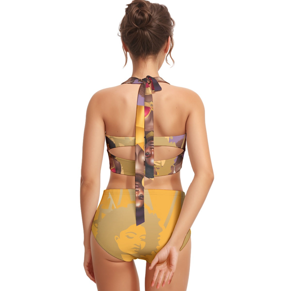 Melanin Queen Women's Swimsuit Set With Halter