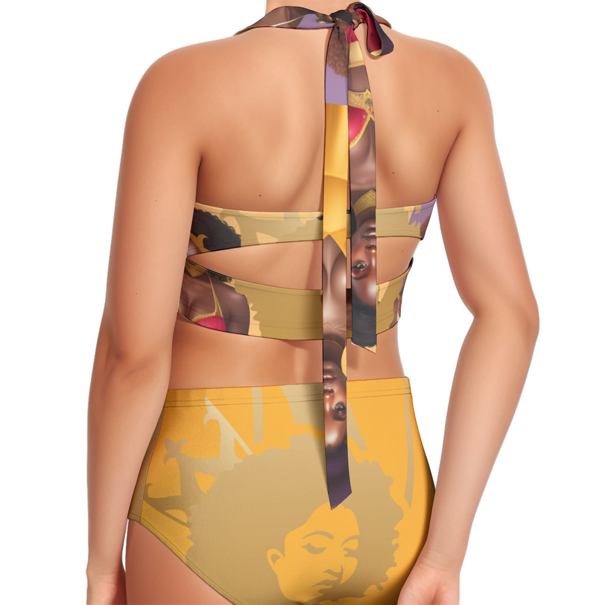 Melanin Queen Women's Swimsuit Set With Halter