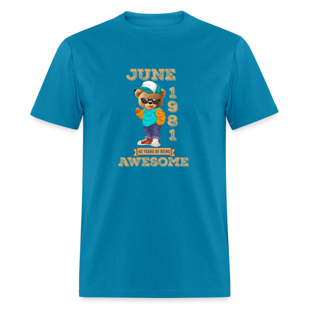 42 Years of Awesome Bear T-Shirt - turquoise