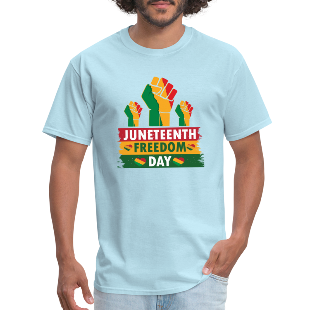 Juneteenth Fist T-Shirt - powder blue
