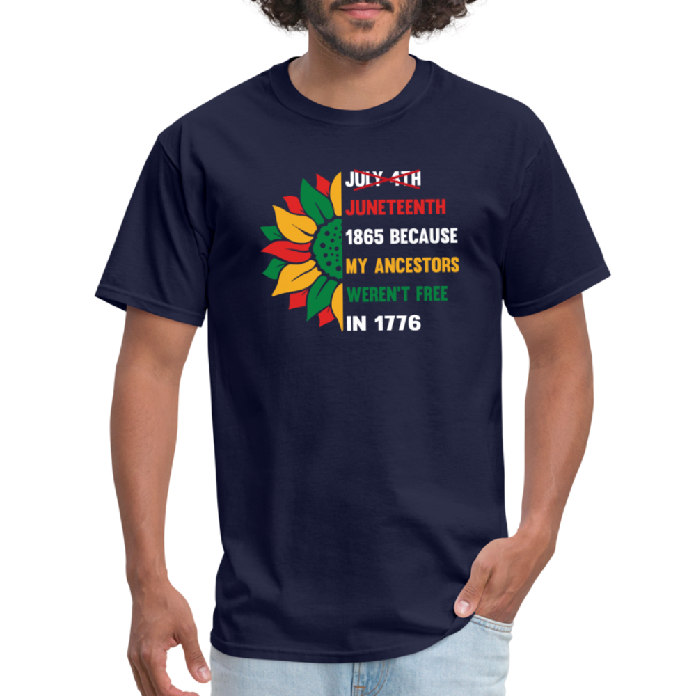 Juneteenth Over July 4th T-shirt. - navy
