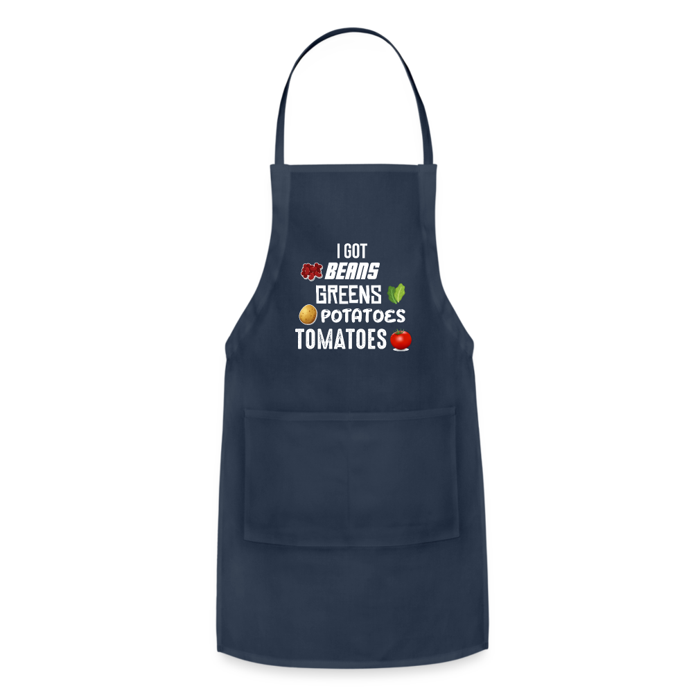 Beans Greens Potatoes Thanksgiving Song Apron - Adjustable Apron - navy