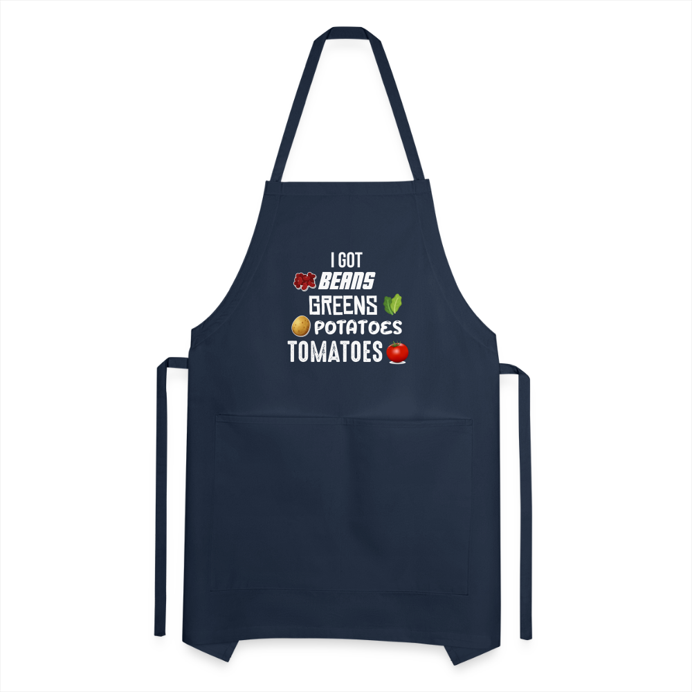 Beans Greens Potatoes Thanksgiving Song Apron - Adjustable Apron - navy
