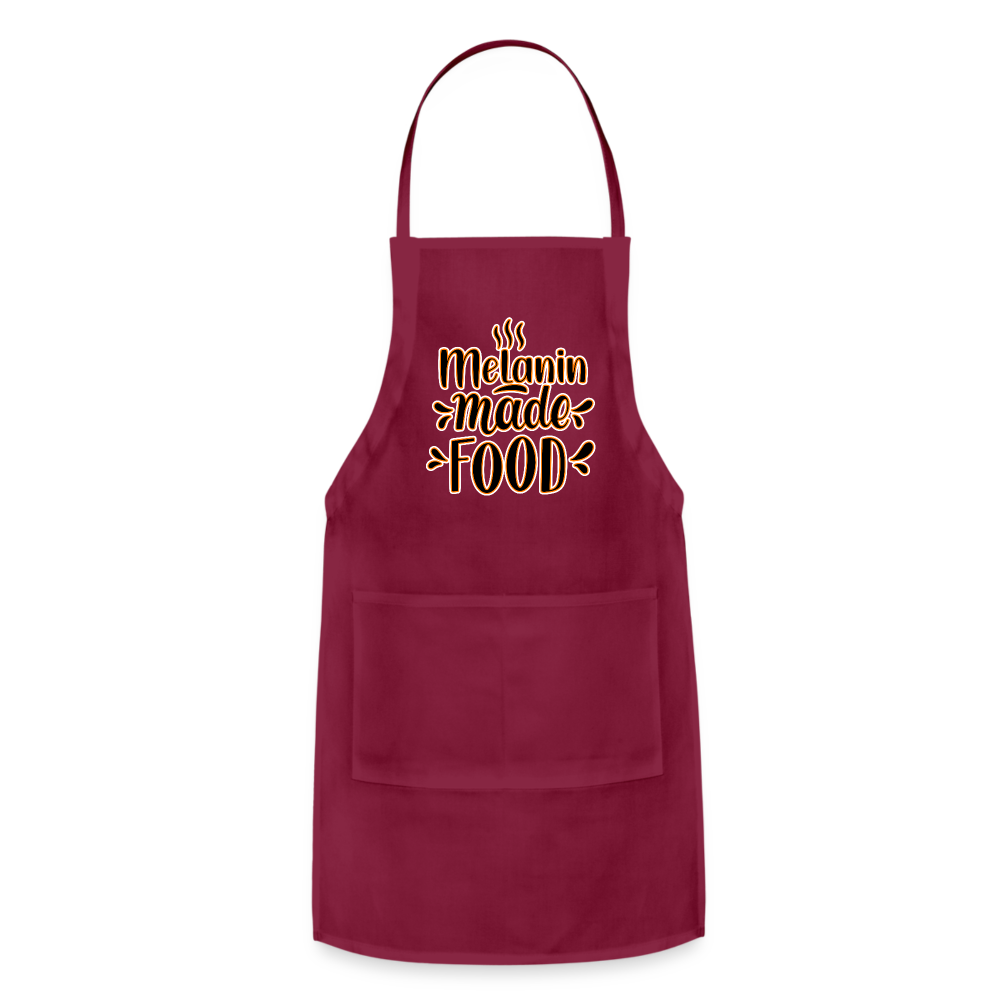 Melanin Made This Food - Adjustable Apron - burgundy