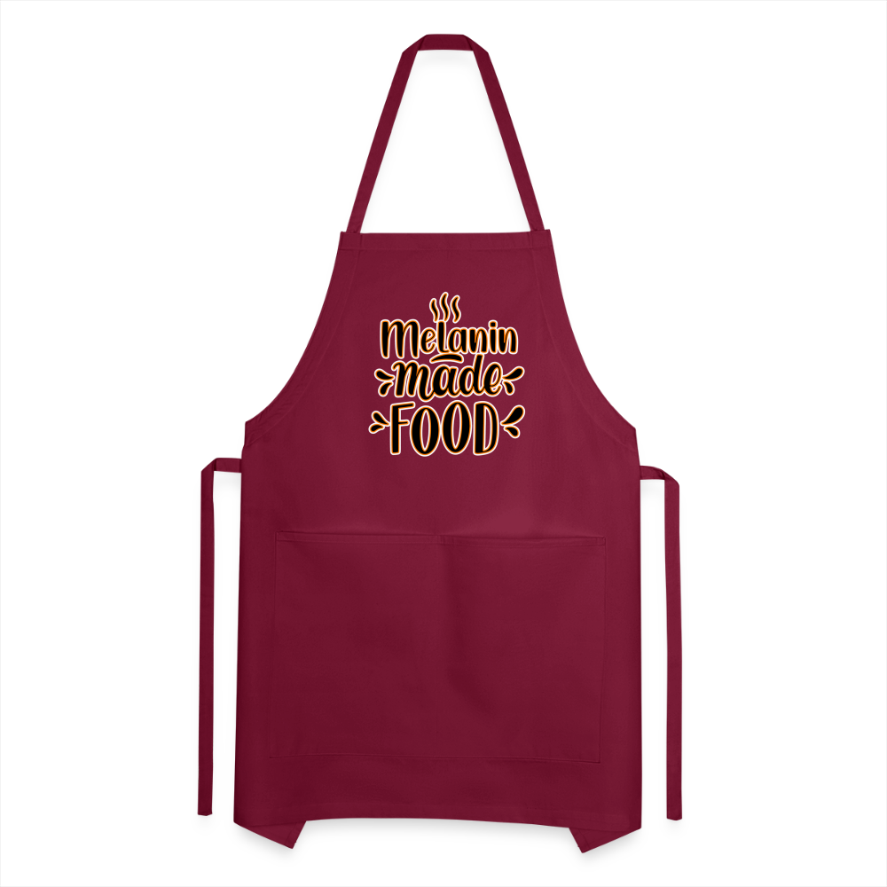 Melanin Made This Food - Adjustable Apron - burgundy
