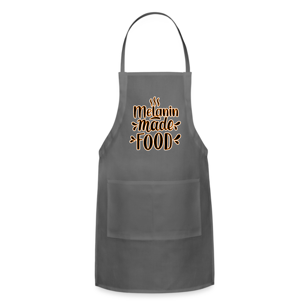 Melanin Made This Food - Adjustable Apron - charcoal