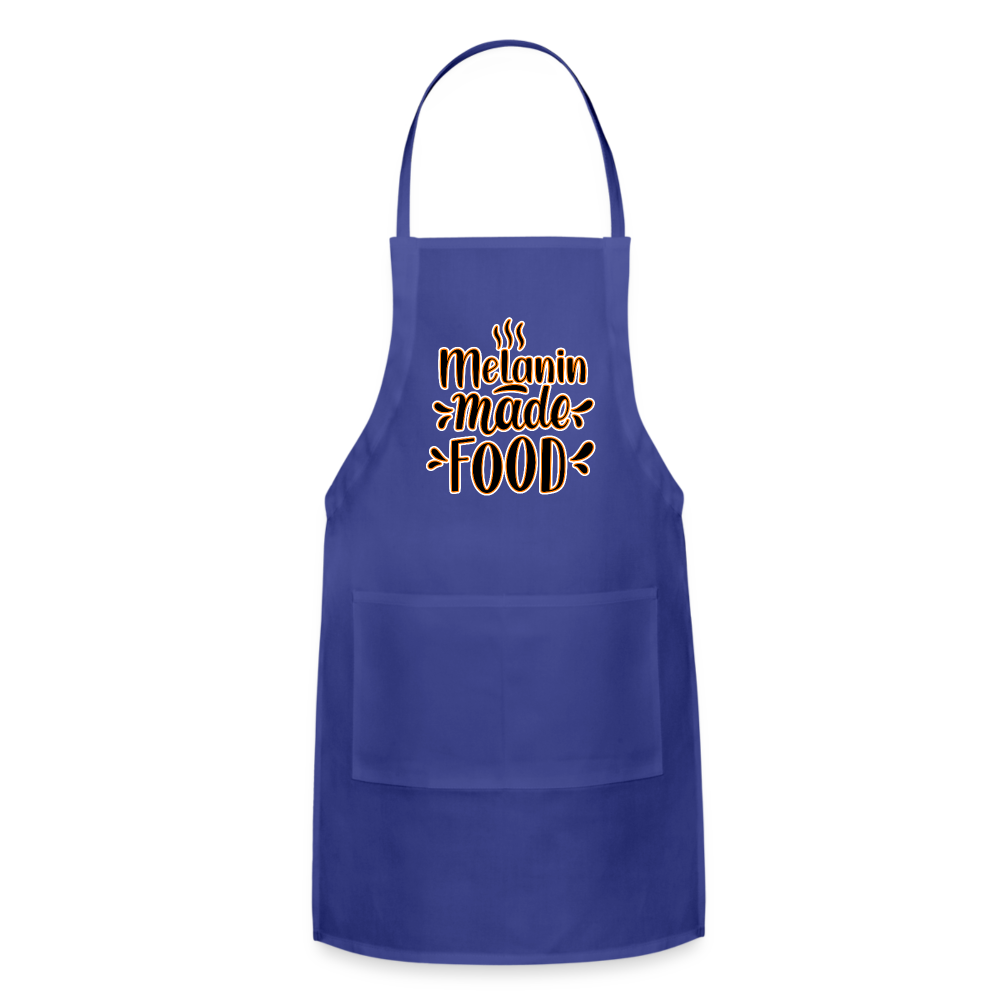Melanin Made This Food - Adjustable Apron - royal blue