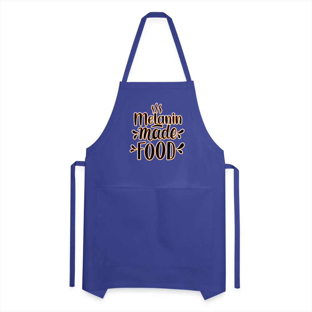 Melanin Made This Food - Adjustable Apron - royal blue