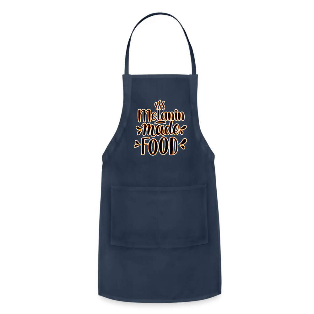 Melanin Made This Food - Adjustable Apron - navy