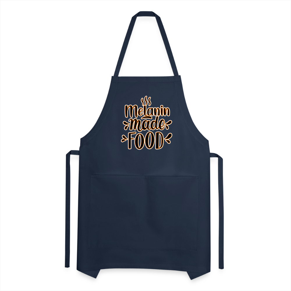 Melanin Made This Food - Adjustable Apron - navy