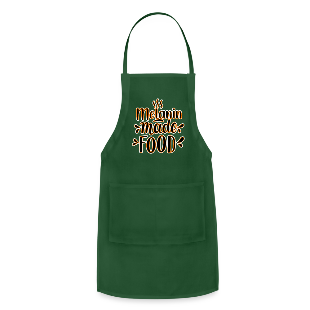 Melanin Made This Food - Adjustable Apron - forest green