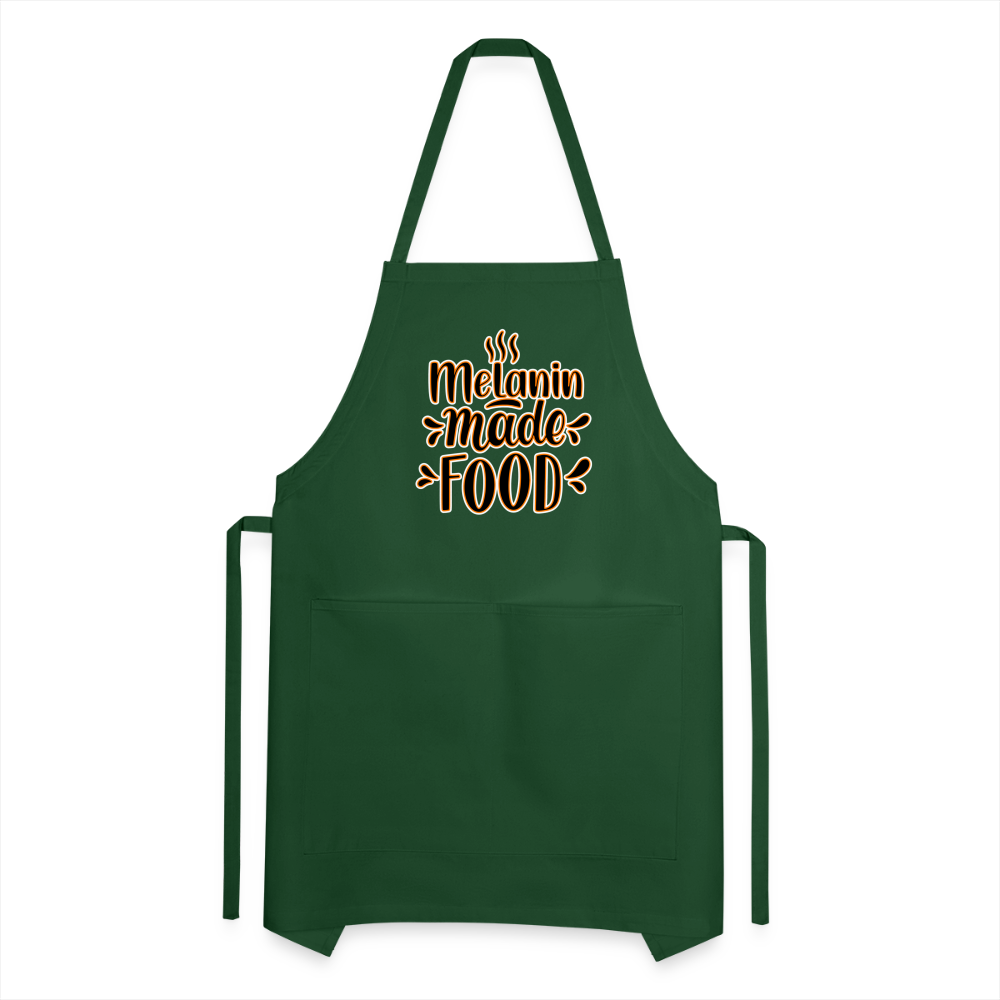 Melanin Made This Food - Adjustable Apron - forest green