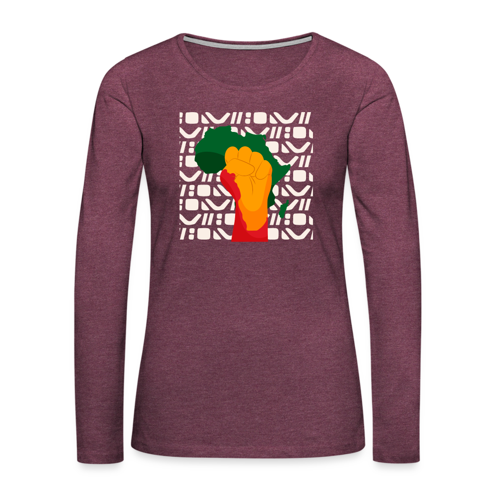Rise up Africa - Women's Premium Long Sleeve T-Shirt - heather burgundy