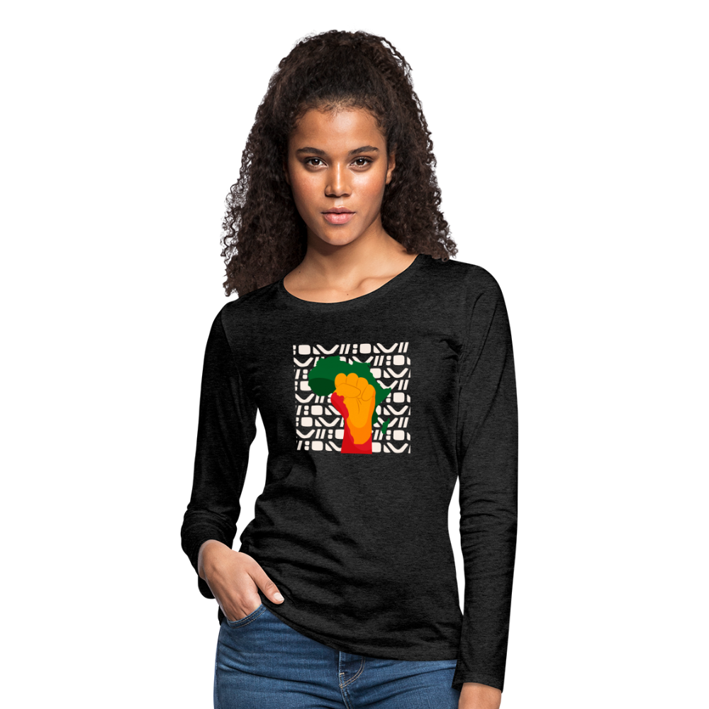 Rise up Africa - Women's Premium Long Sleeve T-Shirt - charcoal grey