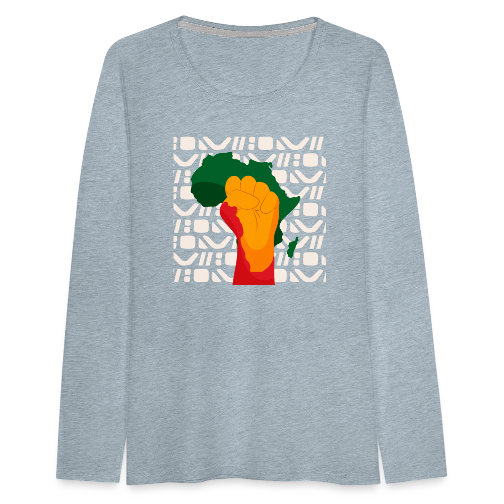 Rise up Africa - Women's Premium Long Sleeve T-Shirt - heather ice blue