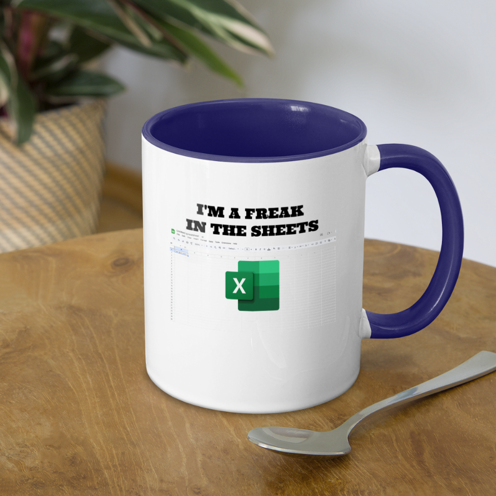 Freak in the Sheets Coffee Mug - white/cobalt blue