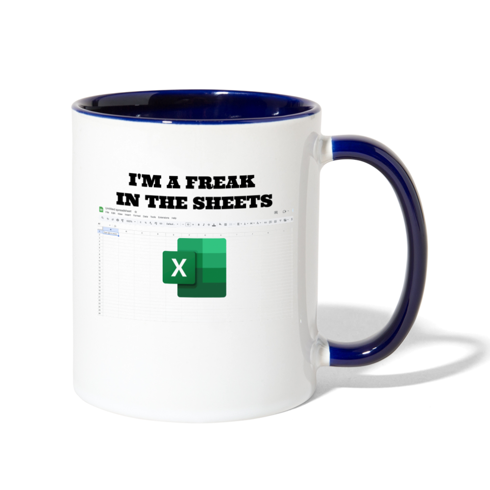 Freak in the Sheets Coffee Mug - white/cobalt blue
