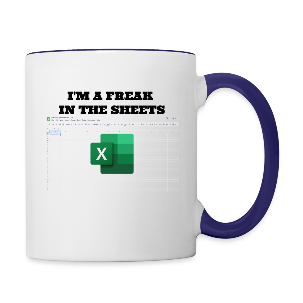 Freak in the Sheets Coffee Mug - white/cobalt blue