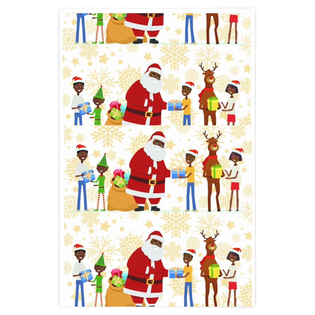 Black Santa's Village Wrapping Paper