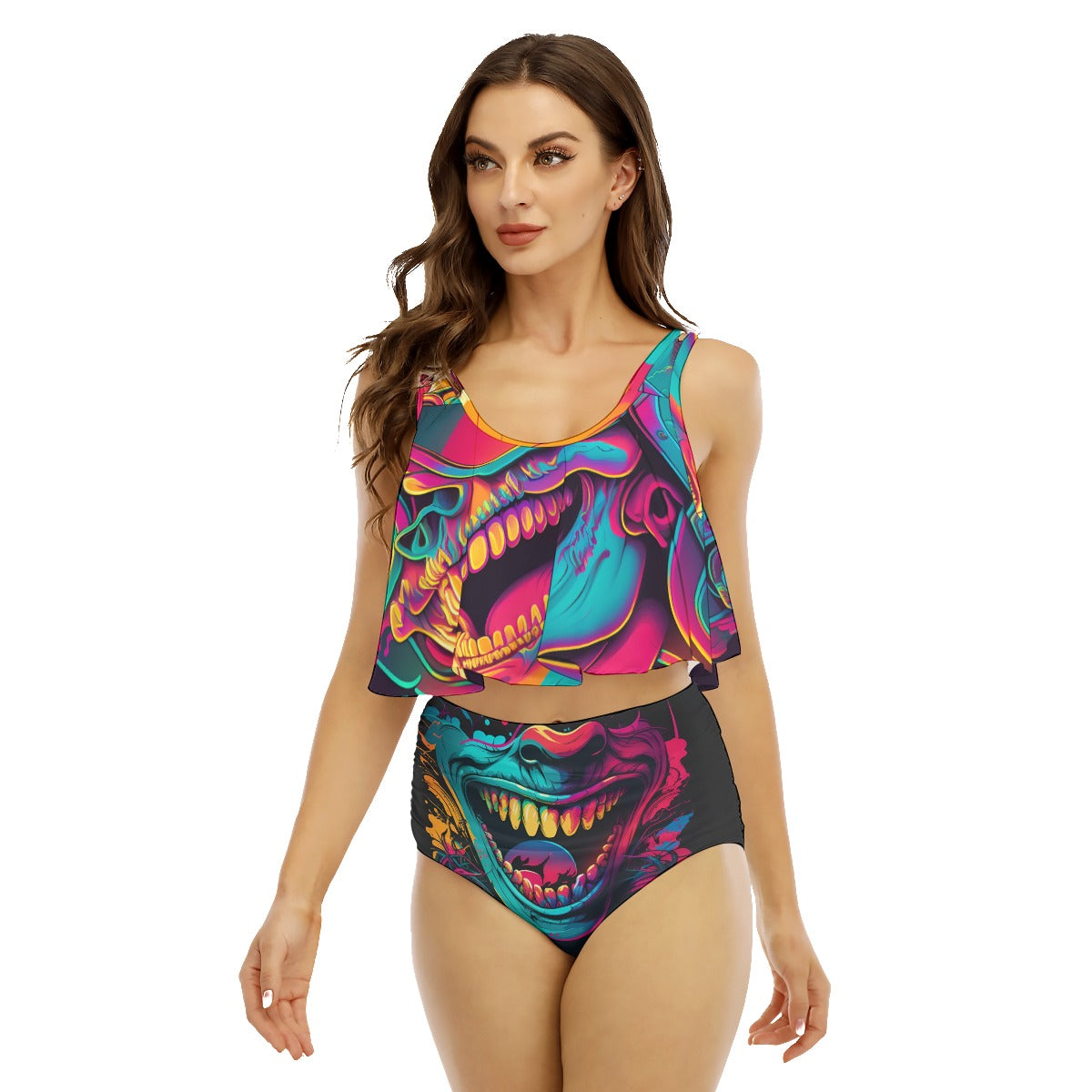 American Psycho All-Over Print Women's Ruffled Vest Bikini Swimsuit