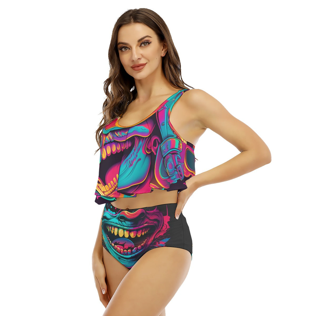 American Psycho All-Over Print Women's Ruffled Vest Bikini Swimsuit