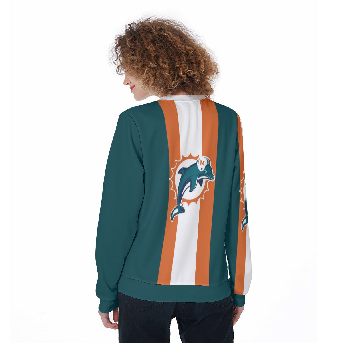 Miami Dolphins All-Over Print Women's Heavy Fleece Sweatshirt