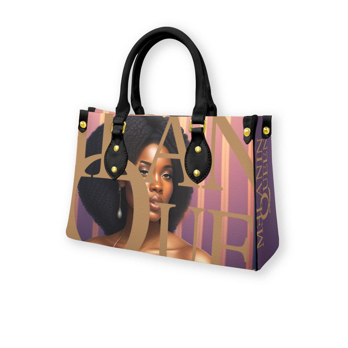 Angela by Melanin Queen - Women's Tote Bag With Black Handle