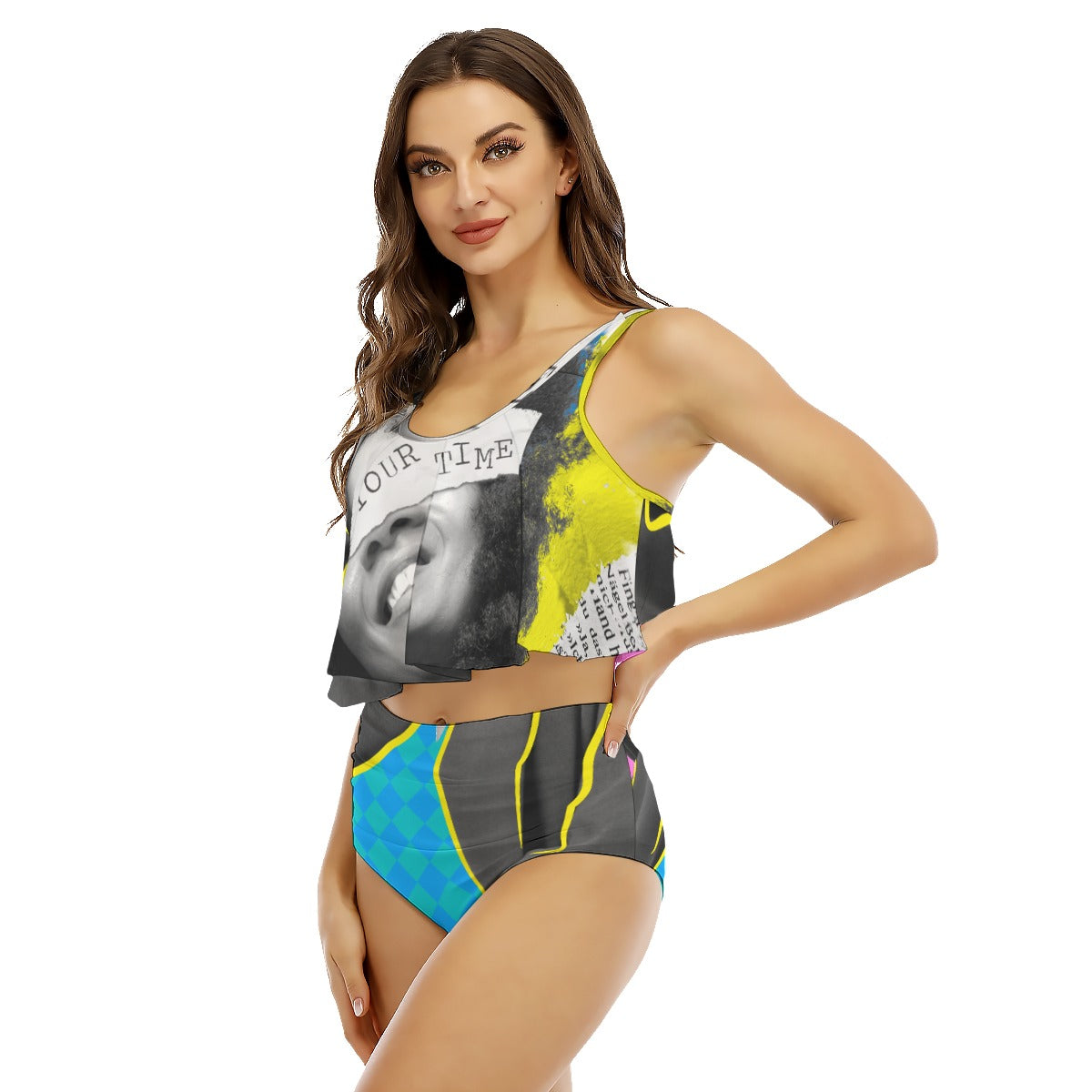 Take Your Time - Women's Ruffled Vest Bikini Swimsuit