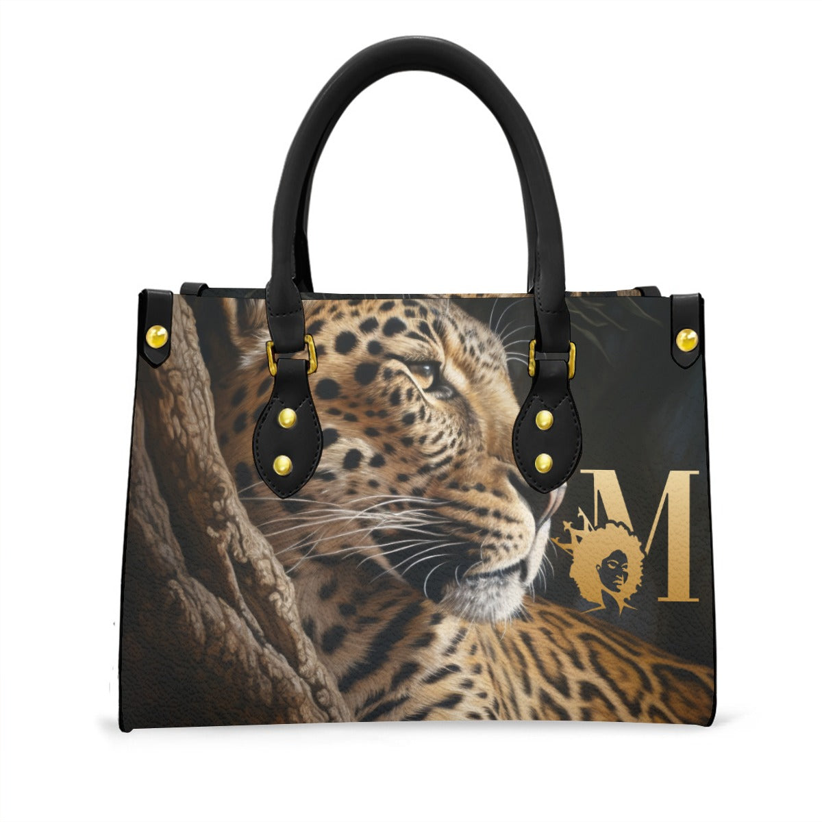 Leopard - Melanin Queen  - Women's Tote Bag With Black Handle
