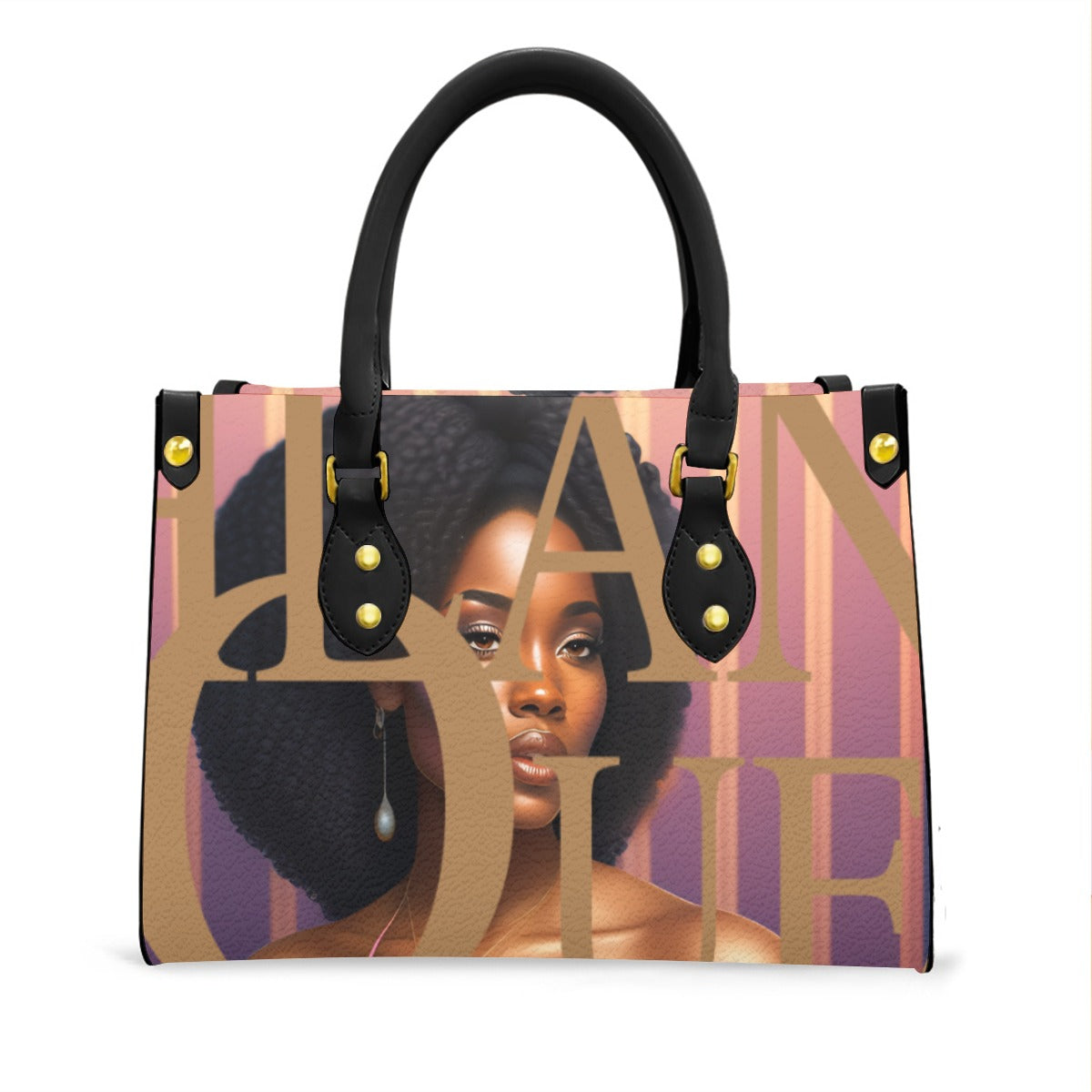 Angela by Melanin Queen - Women's Tote Bag With Black Handle