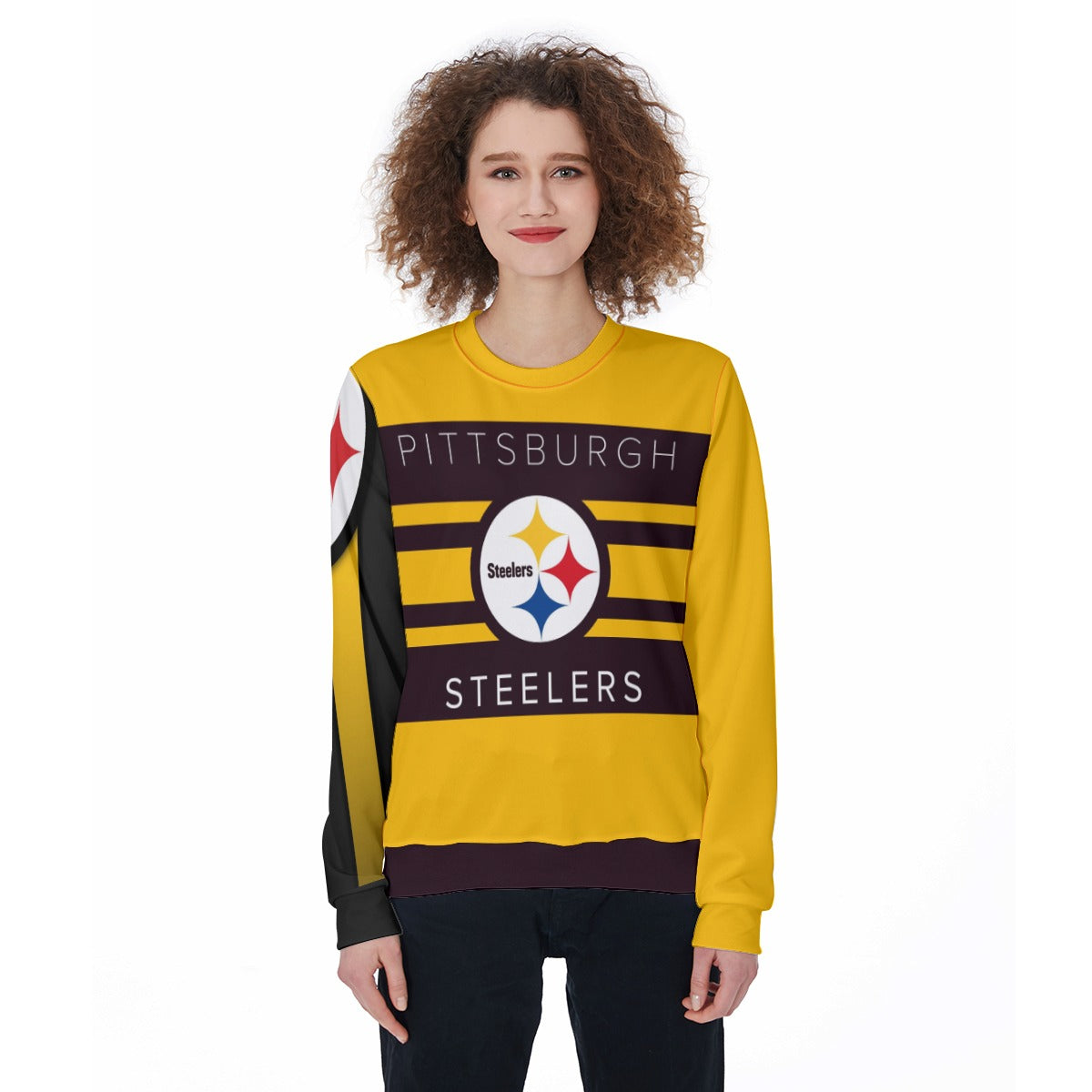 NFL Pittsburgh Steelers Womens Black Graphic Hoodie Sweatshirt Size Medium