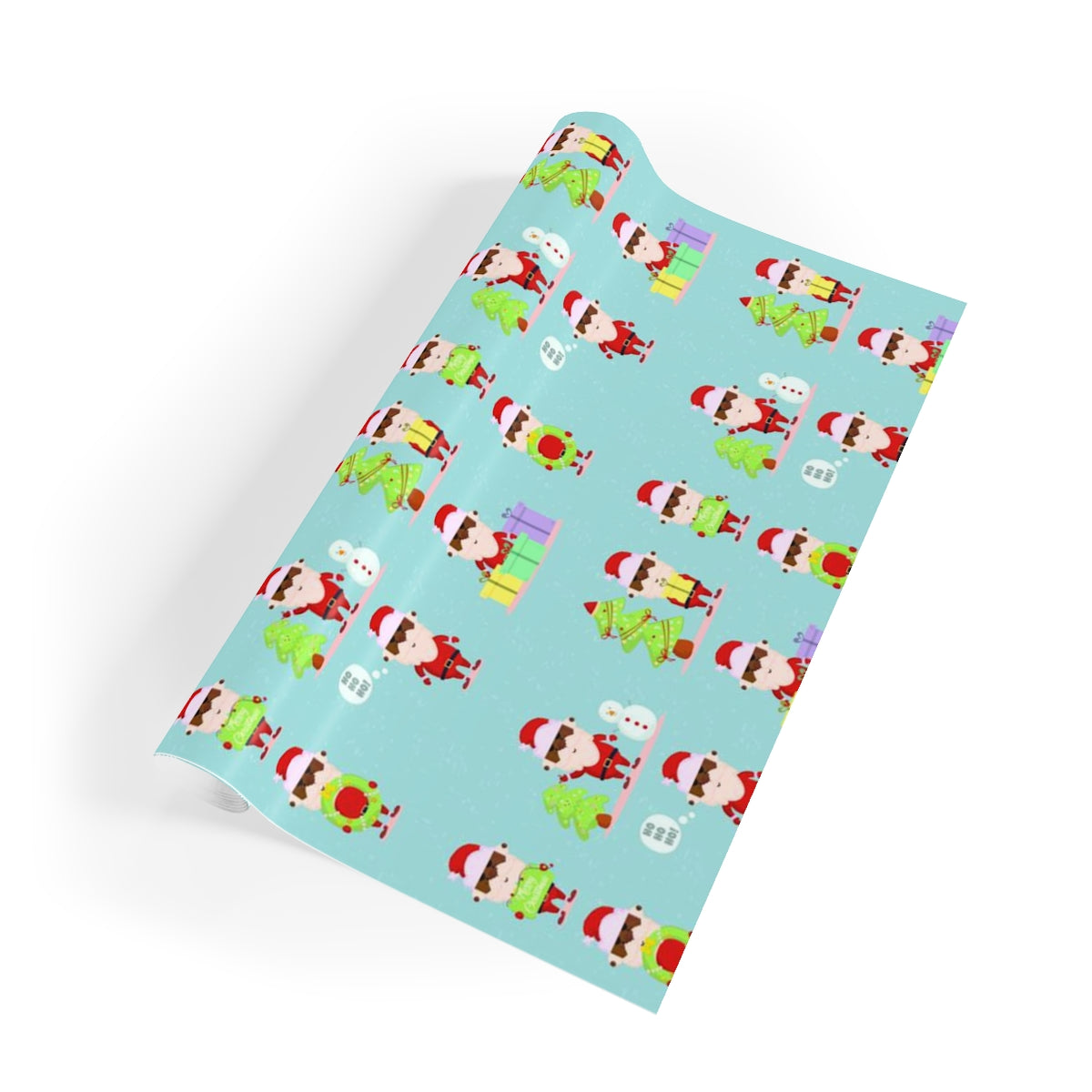 Black Santa Gift Wrapping Paper Rolls, 1pc