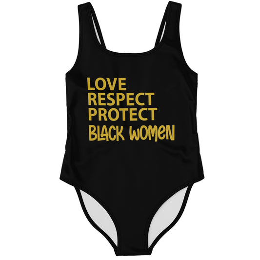 Love Respect Protect - Black Women - One-Piece Swimsuit