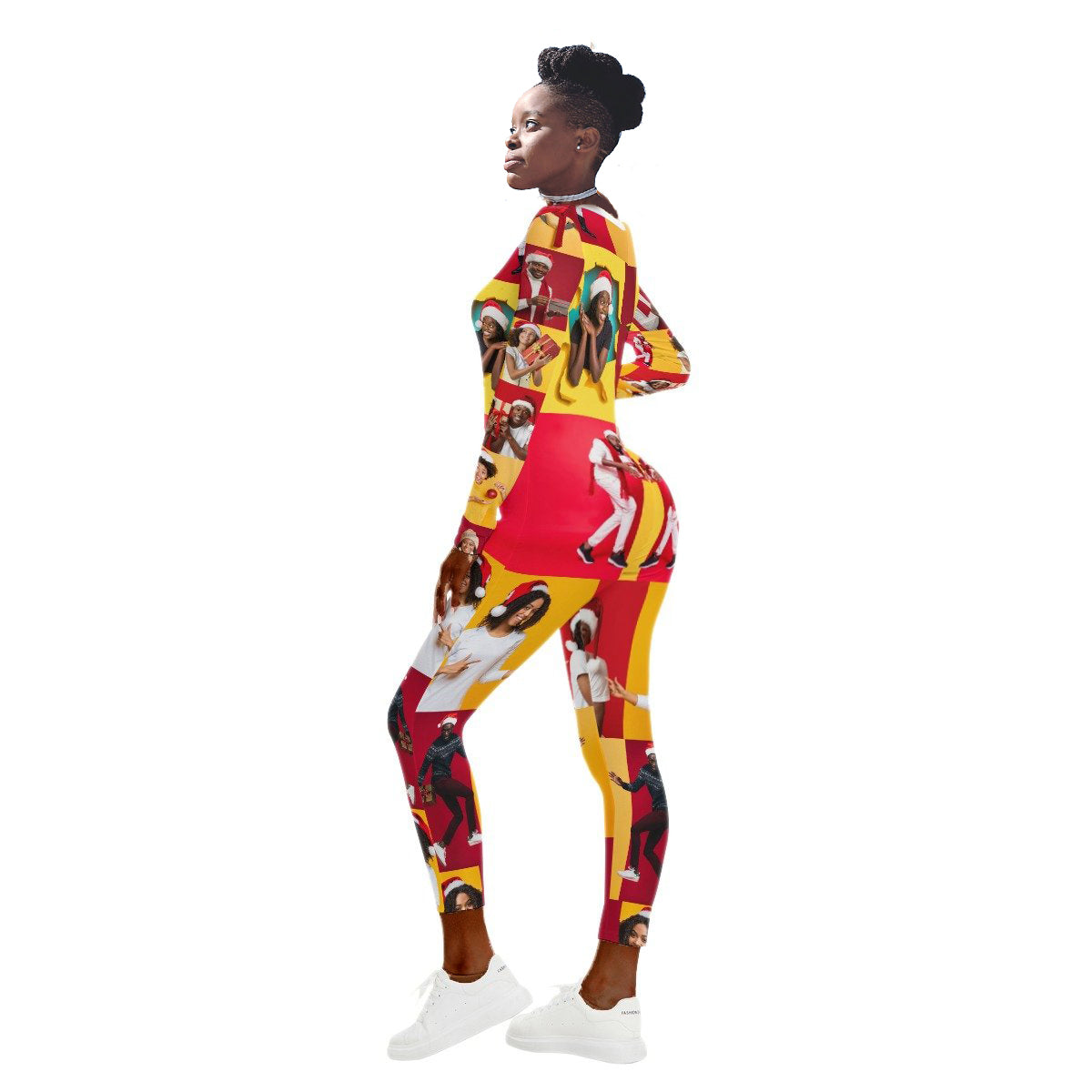 Black Christmas Onesie - All-Over Print Women's Low Neck One-Piece Pajamas