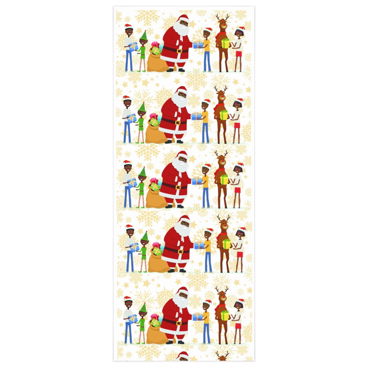 Black Santa's Village Wrapping Paper