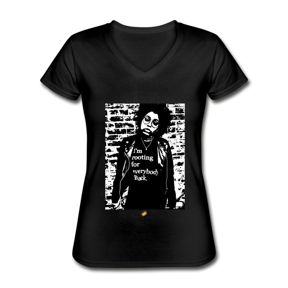 Im Rooting - Women's V-Neck T-Shirt - black