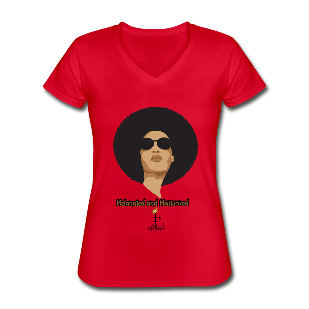 Melanated and Moisturized Women's V-Neck T-Shirt - red