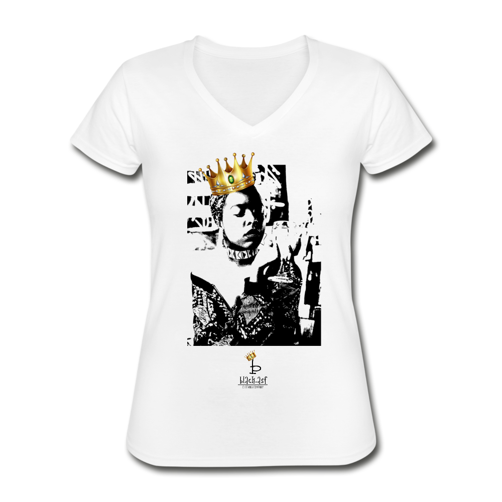 Black Queen - Women's V-Neck T-Shirt - white
