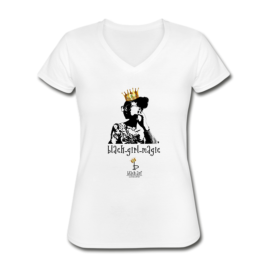 Black girl Magic - Women's V-Neck T-Shirt - white