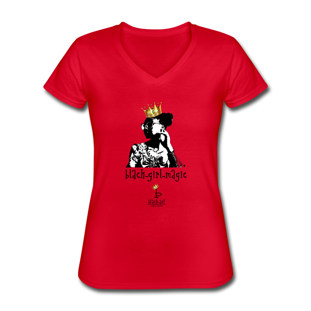 Black girl Magic - Women's V-Neck T-Shirt - red