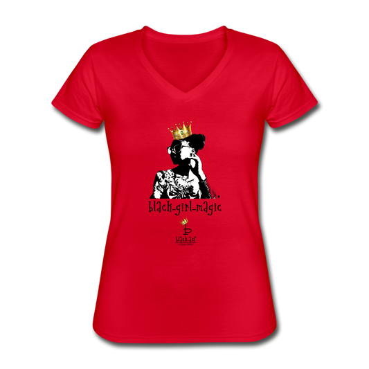 Black girl Magic - Women's V-Neck T-Shirt - red
