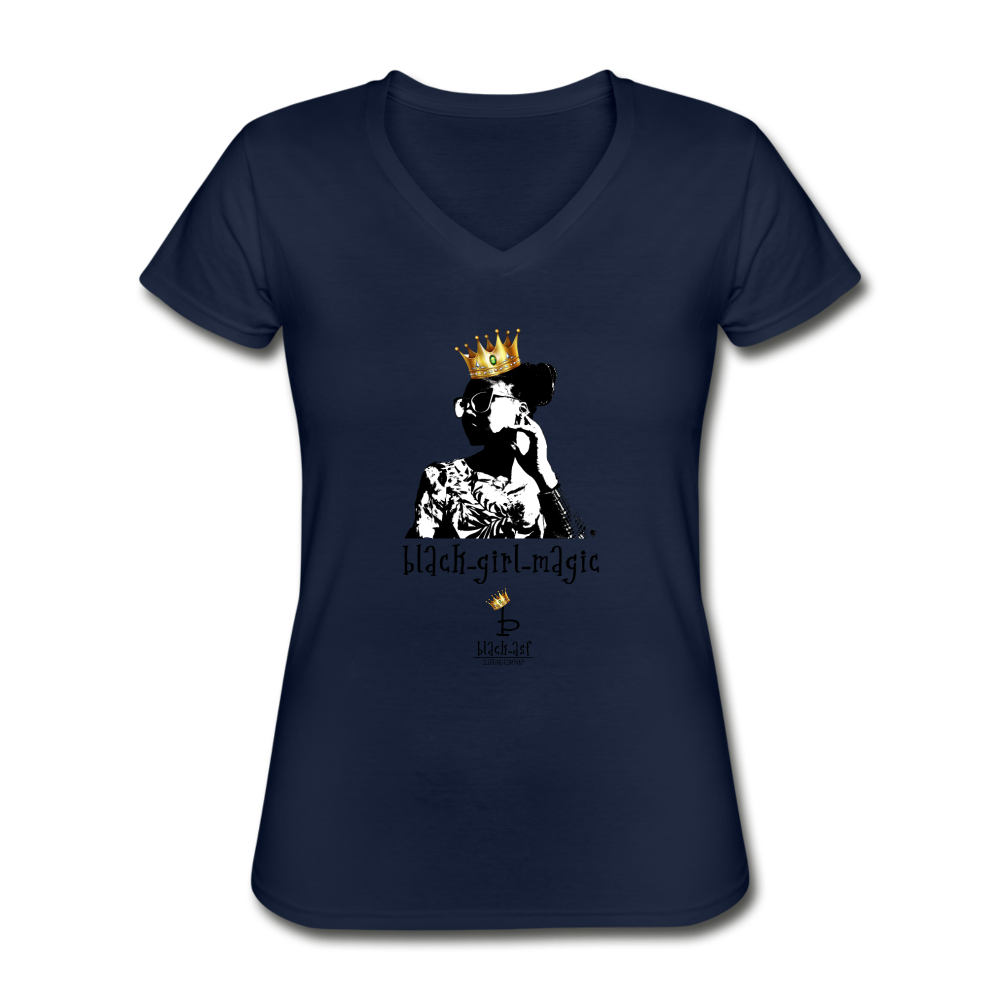 Black girl Magic - Women's V-Neck T-Shirt - navy