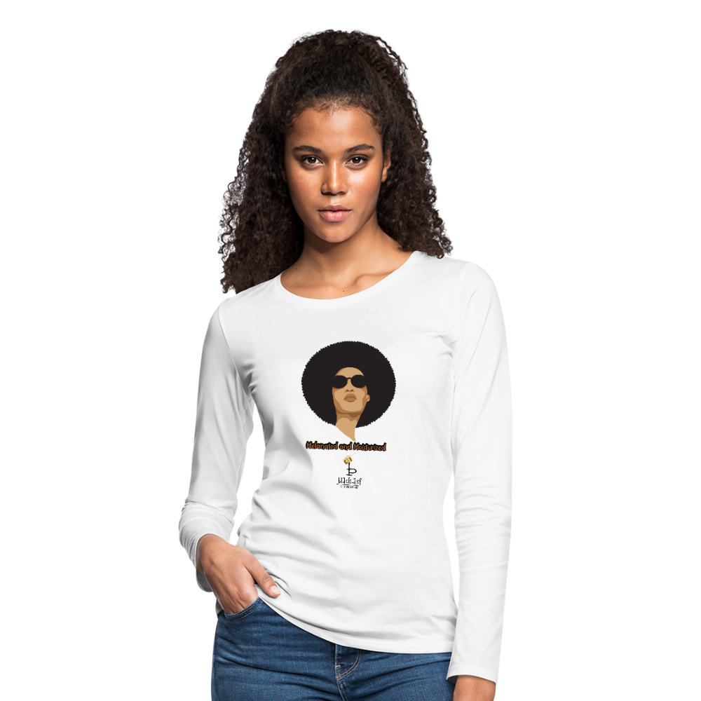 Melanated and Moisturized -Women's Premium Slim Fit Long Sleeve T-Shirt - white