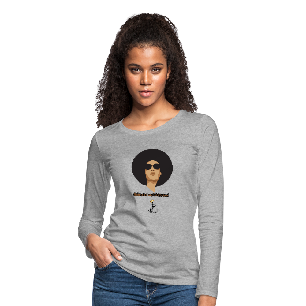 Melanated and Moisturized -Women's Premium Slim Fit Long Sleeve T-Shirt - heather gray