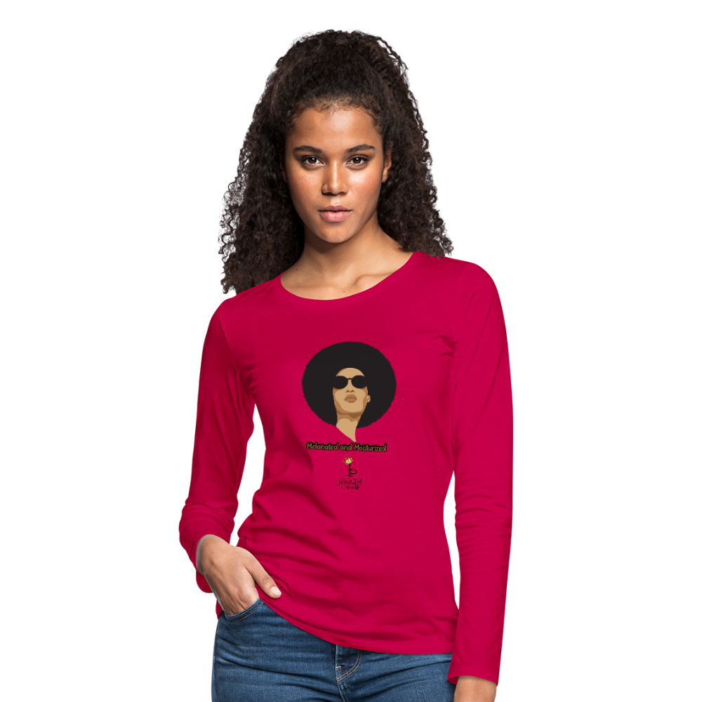 Melanated and Moisturized -Women's Premium Slim Fit Long Sleeve T-Shirt - dark pink