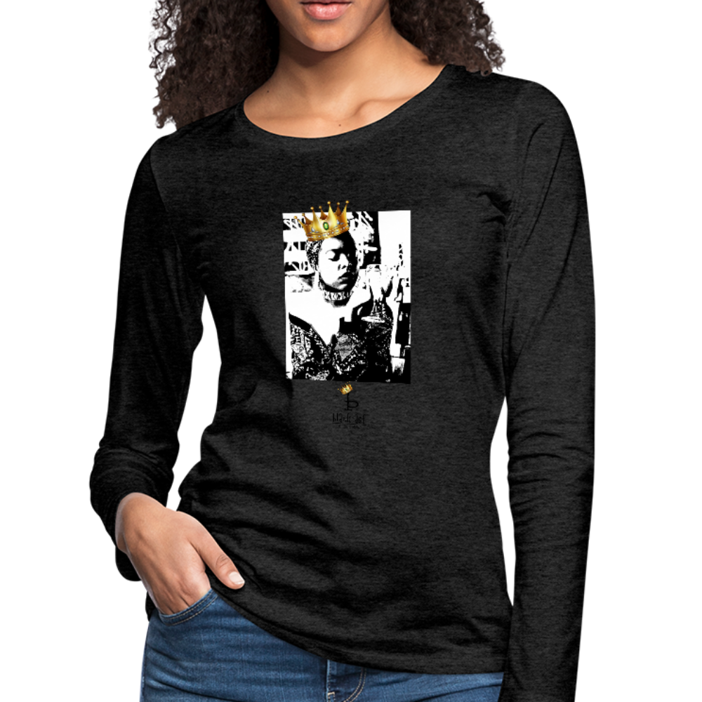 Black Queen - Women's Premium Slim Fit Long Sleeve T-Shirt - charcoal gray
