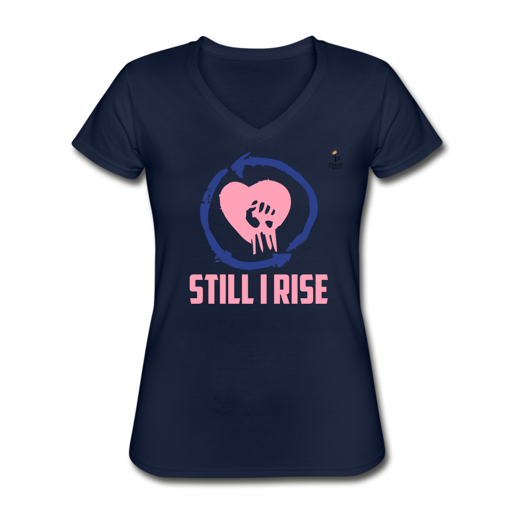 Still I Rise - VNeck T-Shirt - Pink Plue - navy