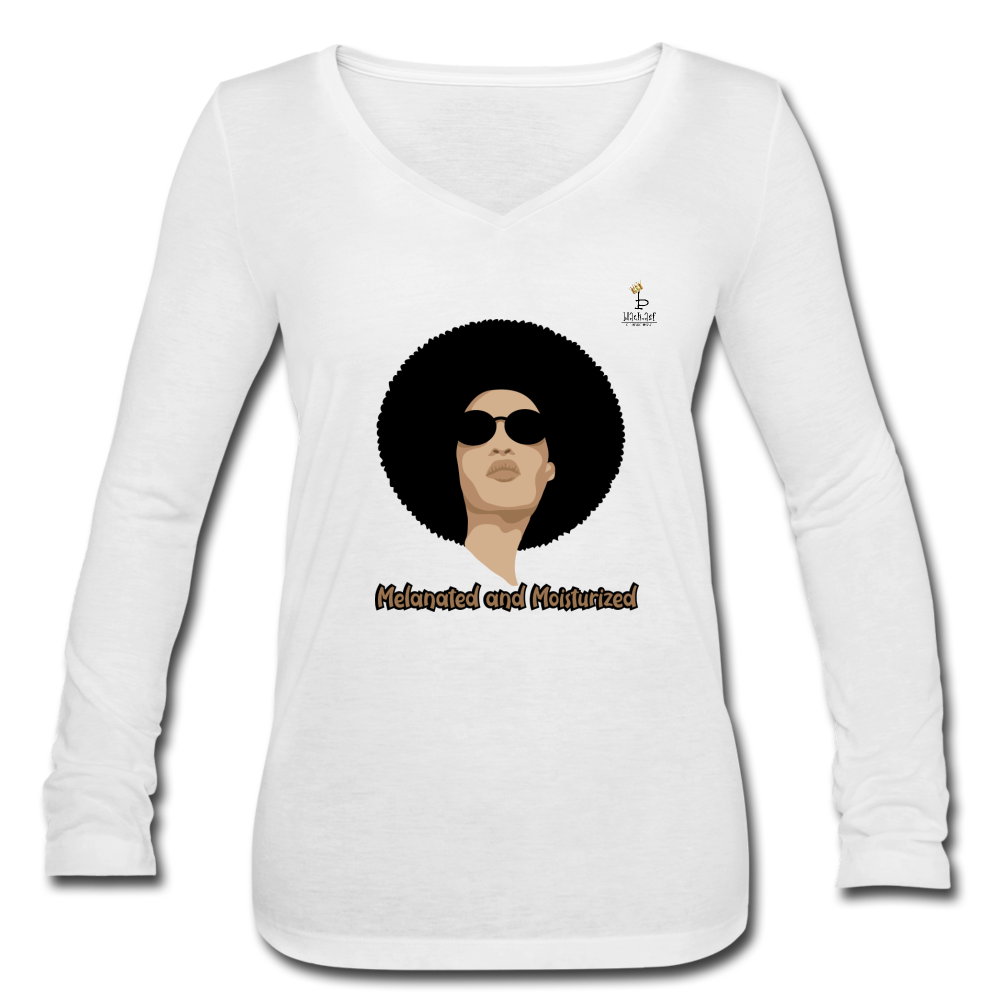 Melanated and Moisturized -Women's Premium Slim Fit Long Sleeve T-Shirt - white