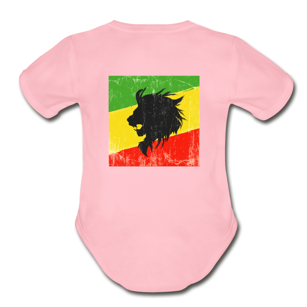 Lion of Judah Organic Short Sleeve Baby Bodysuit - light pink